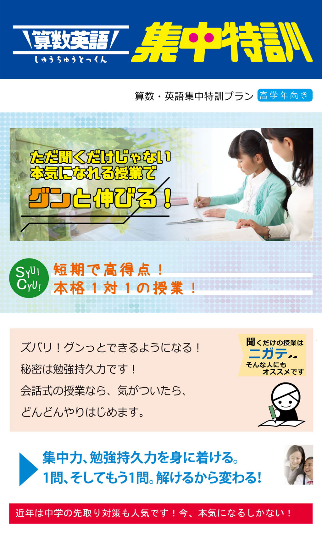 小学生の家庭教師-算数英語集中特訓